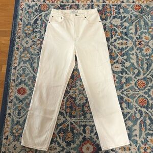Cream Abercrombie Ultra High Rise Ankle Straight Jeans